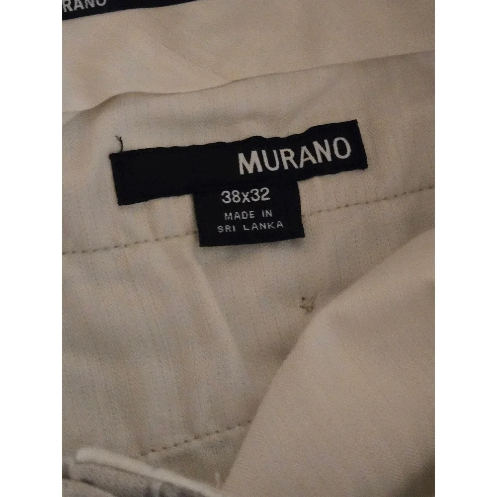 Murano Mens 100% Linen Pleated Dress Pants 38x32(30) Oatmeal Beige Straight Leg